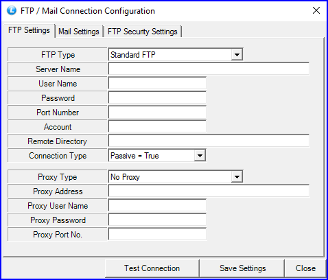FTP-Mail Connection Configuration